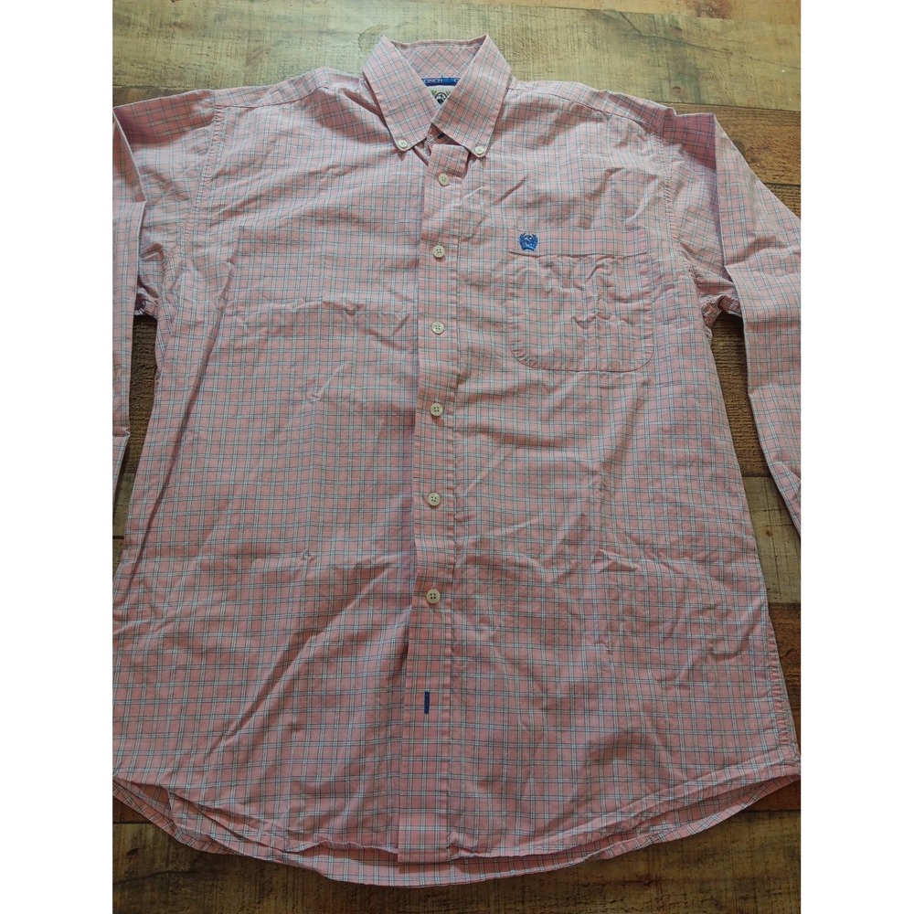 Cinch Modern Fit Mens Square Pattern Collard Long Sleeve Button Small 3022
